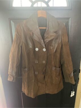 Brown Suede Double-Breasted Coat